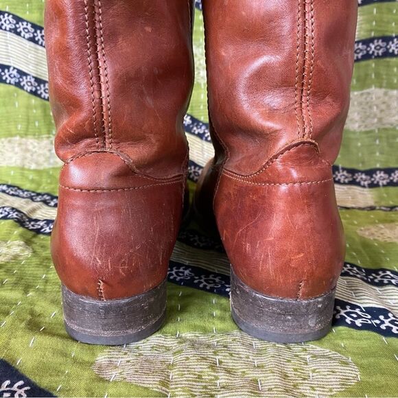 Frye Melissa Cognac Vintage Leather Riding Boots Size 6.5 - Picture 10 of 16